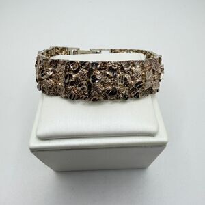 ~7"‎ VTG artisan and diamond cut Sterling silver bracelet!